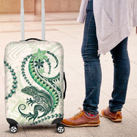 Green Maori Tuatara Luggage Cover Luxury Pastel Pattern