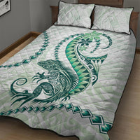 Green Maori Tuatara Quilt Bed Set Luxury Pastel Pattern LT01 - Polynesian Pride