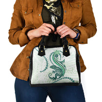 Green Maori Tuatara Shoulder Handbag Luxury Pastel Pattern