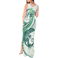 Green Maori Tuatara Tank Maxi Dress Luxury Pastel Pattern LT01 - Polynesian Pride