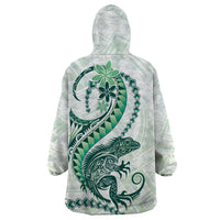 Green Maori Tuatara Wearable Blanket Hoodie Luxury Pastel Pattern LT01 - Polynesian Pride