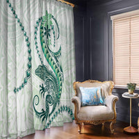 Green Maori Tuatara Window Curtain Luxury Pastel Pattern LT01 - Polynesian Pride