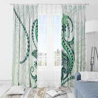 Green Maori Tuatara Window Curtain Luxury Pastel Pattern LT01 - Polynesian Pride