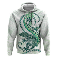 Green Maori Tuatara Zip Hoodie Luxury Pastel Pattern