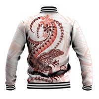Red Maori Tuatara Baseball Jacket Luxury Pastel Pattern LT01 - Polynesian Pride