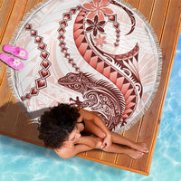 Red Maori Tuatara Beach Blanket Luxury Pastel Pattern LT01 - Polynesian Pride