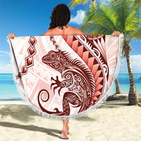 Red Maori Tuatara Beach Blanket Luxury Pastel Pattern LT01 - Polynesian Pride