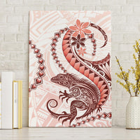 Red Maori Tuatara Canvas Wall Art Luxury Pastel Pattern LT01 Without Frame Red - Polynesian Pride