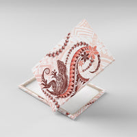 Red Maori Tuatara Canvas Wall Art Luxury Pastel Pattern LT01 With Frame Red - Polynesian Pride