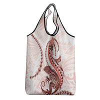 Red Maori Tuatara Grocery Bag Luxury Pastel Pattern LT01 - Polynesian Pride