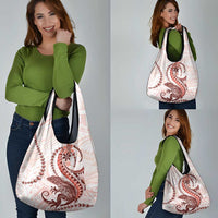 Red Maori Tuatara Grocery Bag Luxury Pastel Pattern LT01 - Polynesian Pride