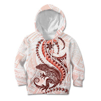 Red Maori Tuatara Kid Hoodie Luxury Pastel Pattern