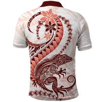Red Maori Tuatara Polo Shirt Luxury Pastel Pattern