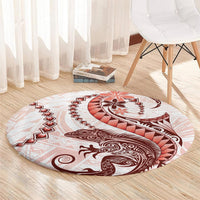 Red Maori Tuatara Round Carpet Luxury Pastel Pattern