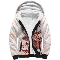 Red Maori Tuatara Sherpa Hoodie Luxury Pastel Pattern LT01 Unisex Red - Polynesian Pride