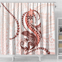Red Maori Tuatara Shower Curtain Luxury Pastel Pattern