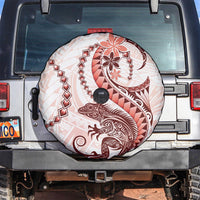Red Maori Tuatara Spare Tire Cover Luxury Pastel Pattern LT01 Red - Polynesian Pride