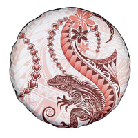 Red Maori Tuatara Spare Tire Cover Luxury Pastel Pattern LT01 - Polynesian Pride