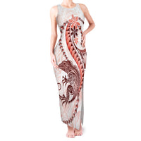 Red Maori Tuatara Tank Maxi Dress Luxury Pastel Pattern LT01 Women Red - Polynesian Pride