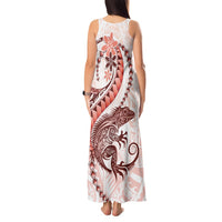 Red Maori Tuatara Tank Maxi Dress Luxury Pastel Pattern LT01 - Polynesian Pride