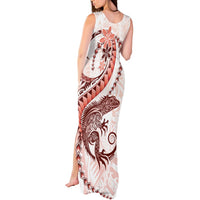 Red Maori Tuatara Tank Maxi Dress Luxury Pastel Pattern LT01 - Polynesian Pride