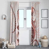 Red Maori Tuatara Window Curtain Luxury Pastel Pattern LT01 - Polynesian Pride