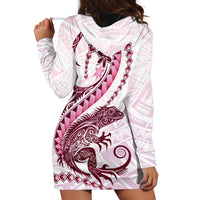 Pink Maori Tuatara Hoodie Dress Luxury Pastel Pattern LT01 - Polynesian Pride