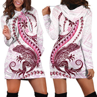 Pink Maori Tuatara Hoodie Dress Luxury Pastel Pattern LT01 - Polynesian Pride