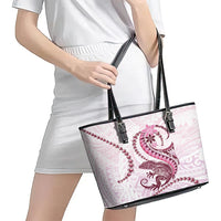 Pink Maori Tuatara Leather Tote Bag Luxury Pastel Pattern LT01 - Polynesian Pride
