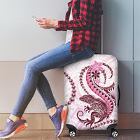 Pink Maori Tuatara Luggage Cover Luxury Pastel Pattern