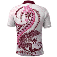 Pink Maori Tuatara Polo Shirt Luxury Pastel Pattern