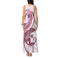 Pink Maori Tuatara Tank Maxi Dress Luxury Pastel Pattern LT01 - Polynesian Pride