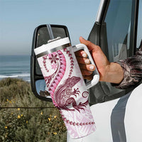 Pink Maori Tuatara Tumbler With Handle Luxury Pastel Pattern LT01 - Polynesian Pride