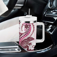 Pink Maori Tuatara Tumbler With Handle Luxury Pastel Pattern LT01 - Polynesian Pride