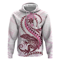 Pink Maori Tuatara Zip Hoodie Luxury Pastel Pattern