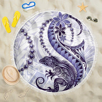 Purple Maori Tuatara Beach Blanket Luxury Pastel Pattern LT01 One Size 150cm Purple - Polynesian Pride