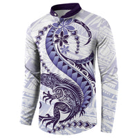 Purple Maori Tuatara Button Sweatshirt Luxury Pastel Pattern LT01 - Polynesian Pride