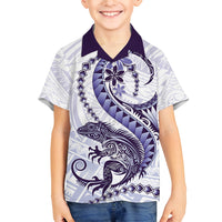 Purple Maori Tuatara Family Matching Summer Maxi Dress and Hawaiian Shirt Luxury Pastel Pattern LT01 Son's Shirt Purple - Polynesian Pride