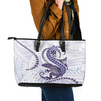 Purple Maori Tuatara Leather Tote Bag Luxury Pastel Pattern LT01 - Polynesian Pride