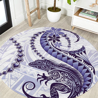 Purple Maori Tuatara Round Carpet Luxury Pastel Pattern
