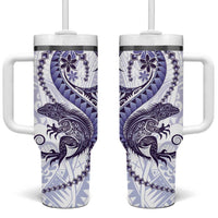 Purple Maori Tuatara Tumbler With Handle Luxury Pastel Pattern LT01 One Size: 40 oz Purple - Polynesian Pride
