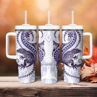 Purple Maori Tuatara Tumbler With Handle Luxury Pastel Pattern LT01 - Polynesian Pride