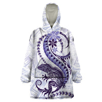 Purple Maori Tuatara Wearable Blanket Hoodie Luxury Pastel Pattern LT01 One Size Purple - Polynesian Pride