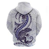 Purple Maori Tuatara Zip Hoodie Luxury Pastel Pattern