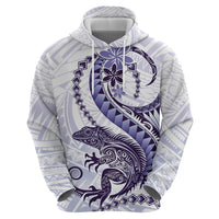 Purple Maori Tuatara Zip Hoodie Luxury Pastel Pattern