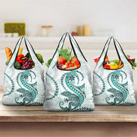 Teal Maori Tuatara Grocery Bag Luxury Pastel Pattern LT01 3-pack One Size Teal - Polynesian Pride