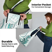 Teal Maori Tuatara Grocery Bag Luxury Pastel Pattern LT01 - Polynesian Pride