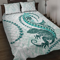 Teal Maori Tuatara Quilt Bed Set Luxury Pastel Pattern LT01 Teal - Polynesian Pride