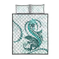 Teal Maori Tuatara Quilt Bed Set Luxury Pastel Pattern LT01 - Polynesian Pride