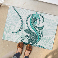Teal Maori Tuatara Rubber Doormat Luxury Pastel Pattern LT01 - Polynesian Pride
